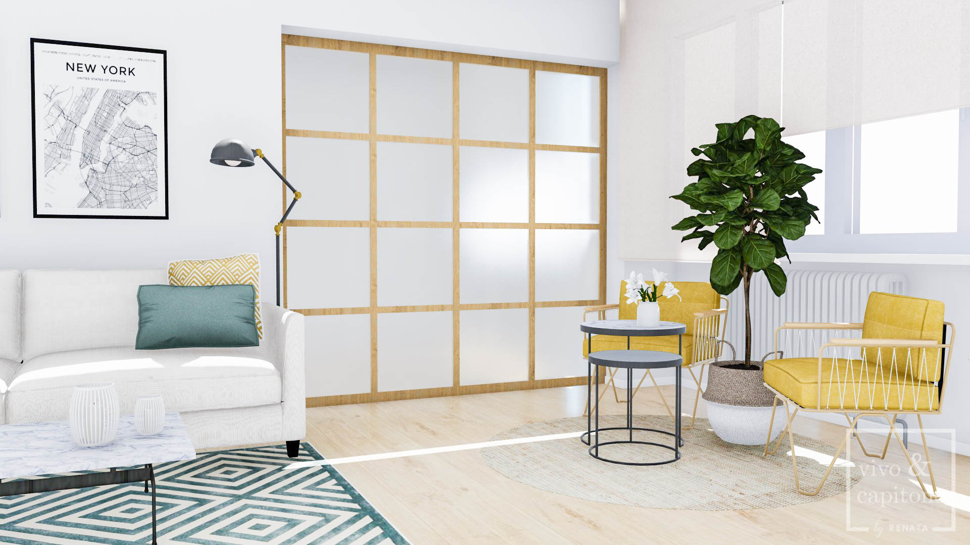 Infografía 3D del salón